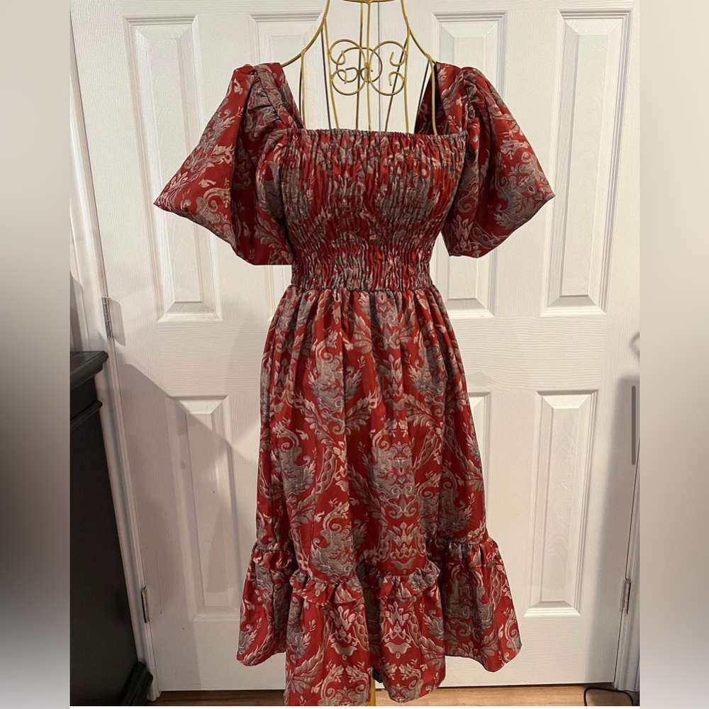 Beautiful maroon with print dress